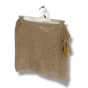 Bananhot Revolve Crochet Sarong Swim Coverup Mini  Skirt Beach Beige One Size